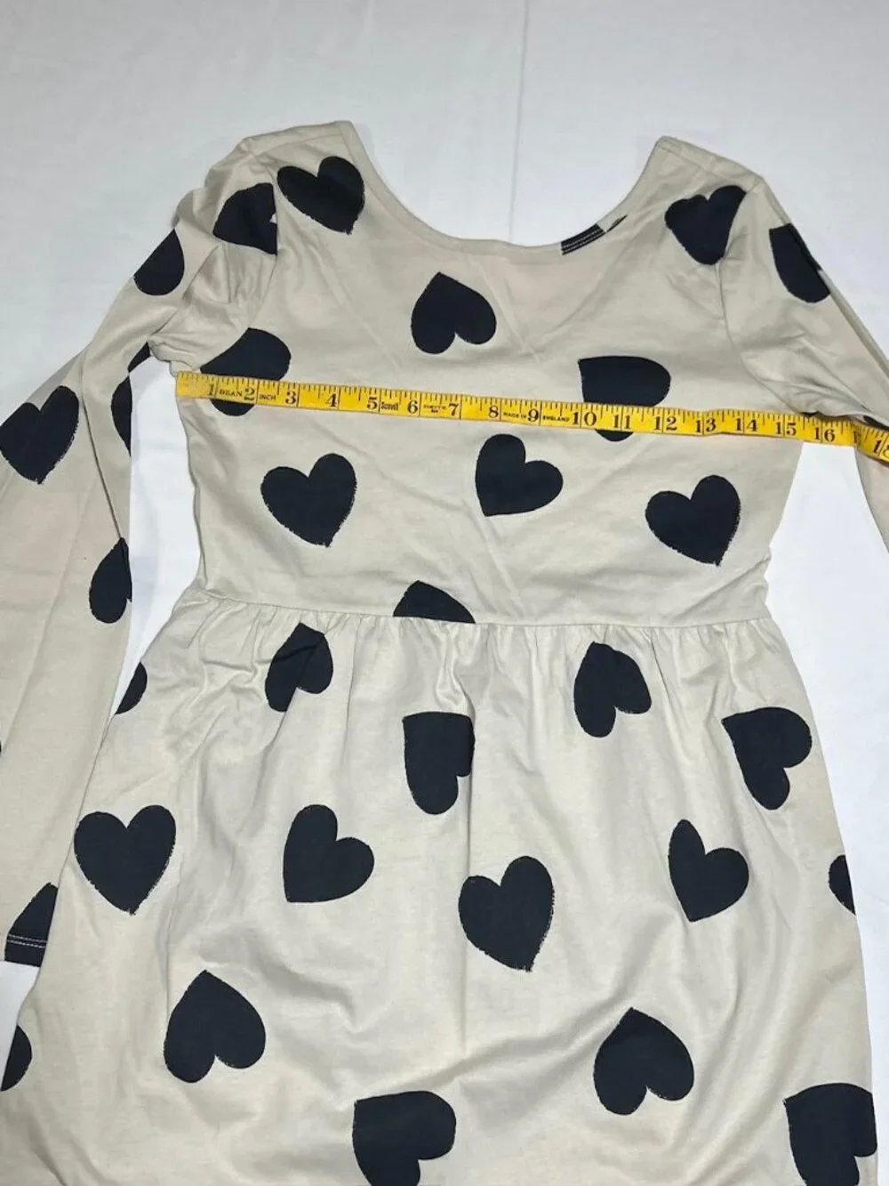 Carter's Girls Size 14 Tan with Black Hearts Lightweight Skater Dress NWT